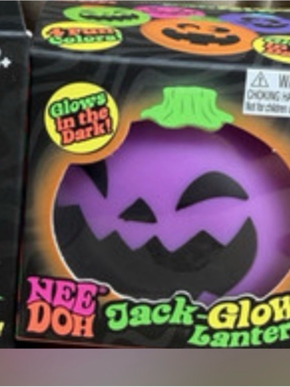 Nee-Doh Glowy Jack O Lantern Glow-in-the-Dark Kids Toy - Purple or orange